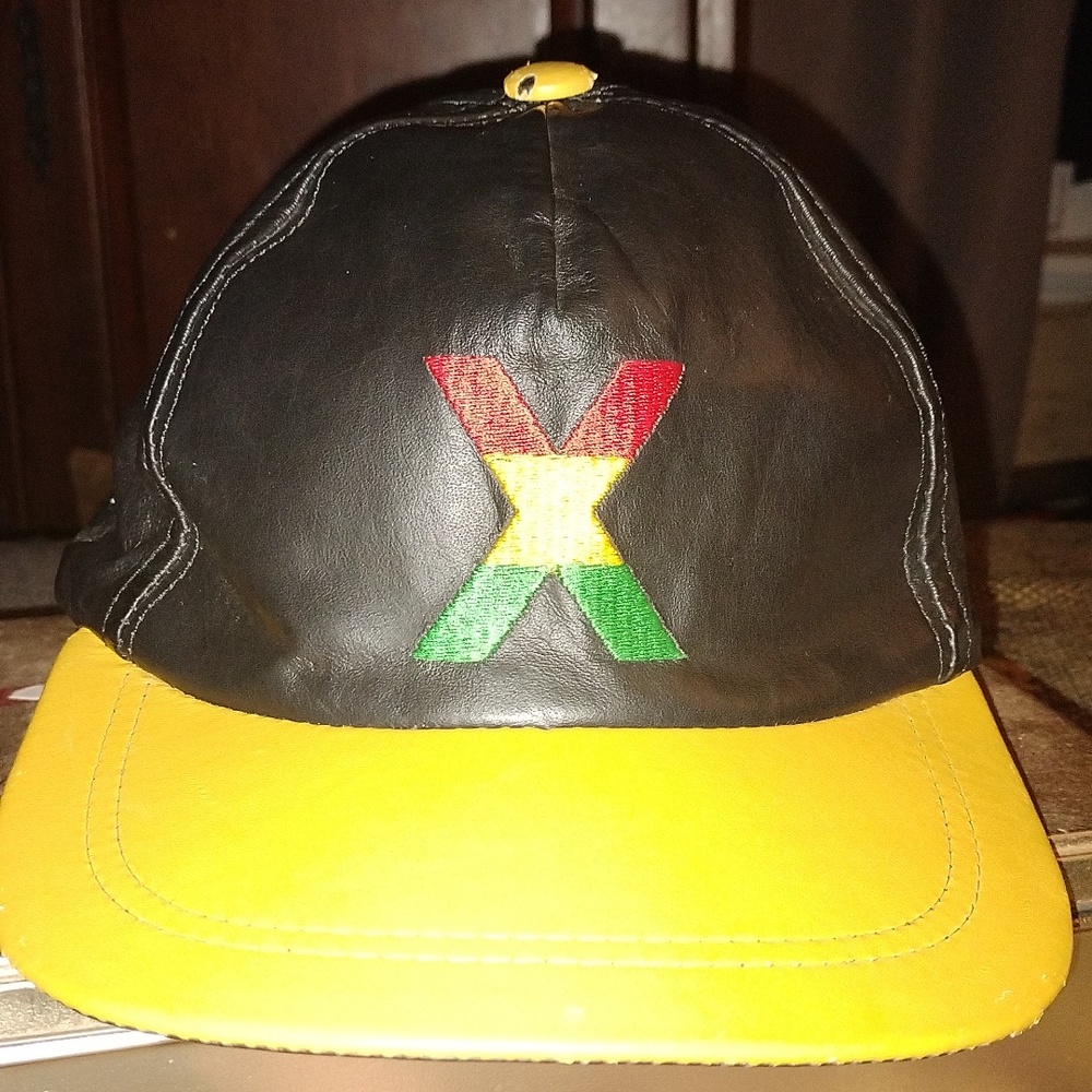Vintage genuine leather "X" Snapback cap